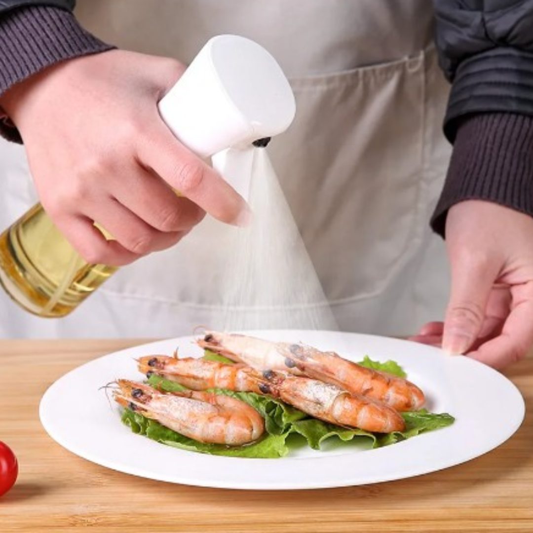 2 Piece Set Cooking Oil Spray Bottle with Oil Brush and Cleaning Sponge