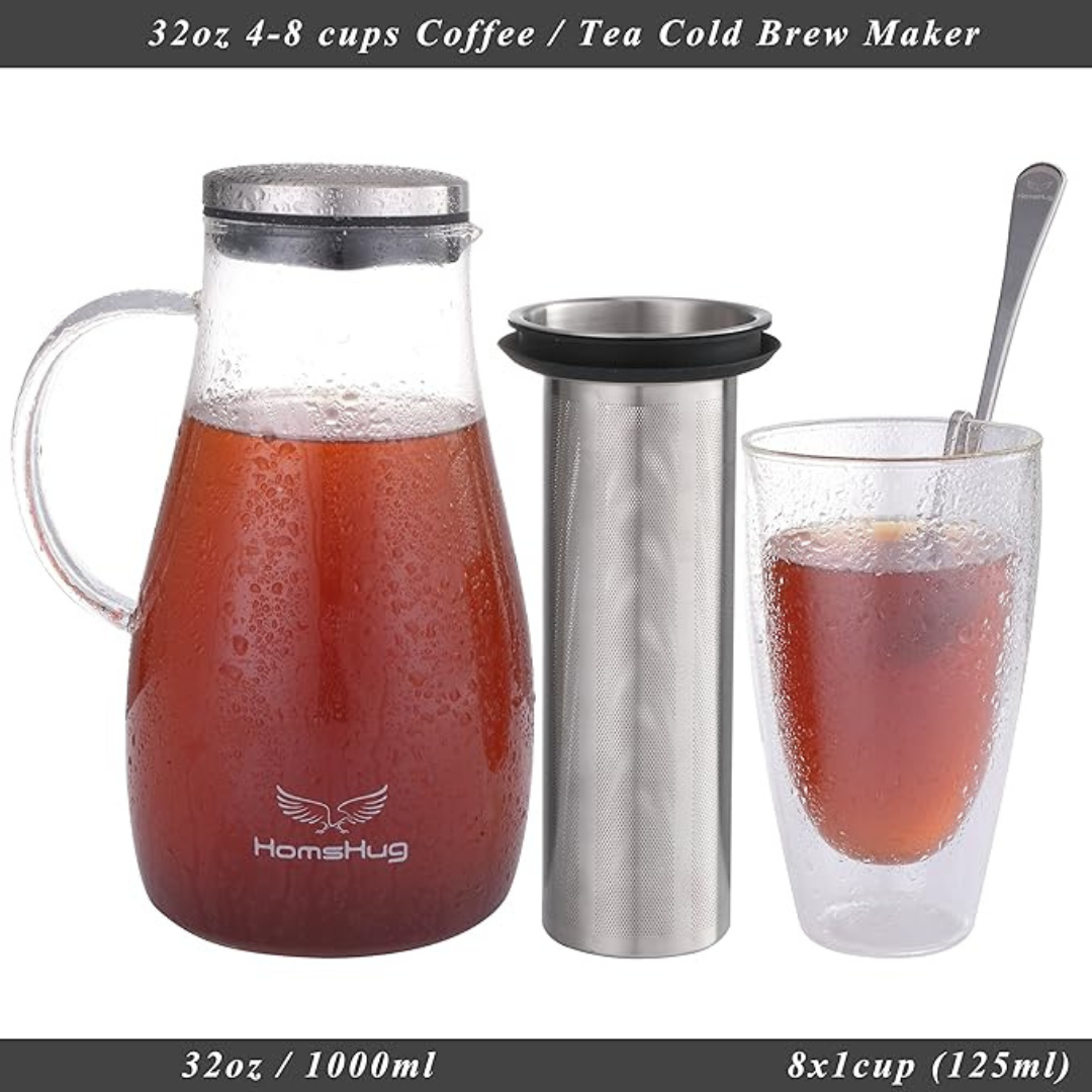 HomsHug Cold Brew Iced Coffee Maker and Tea Infuser 1000ml