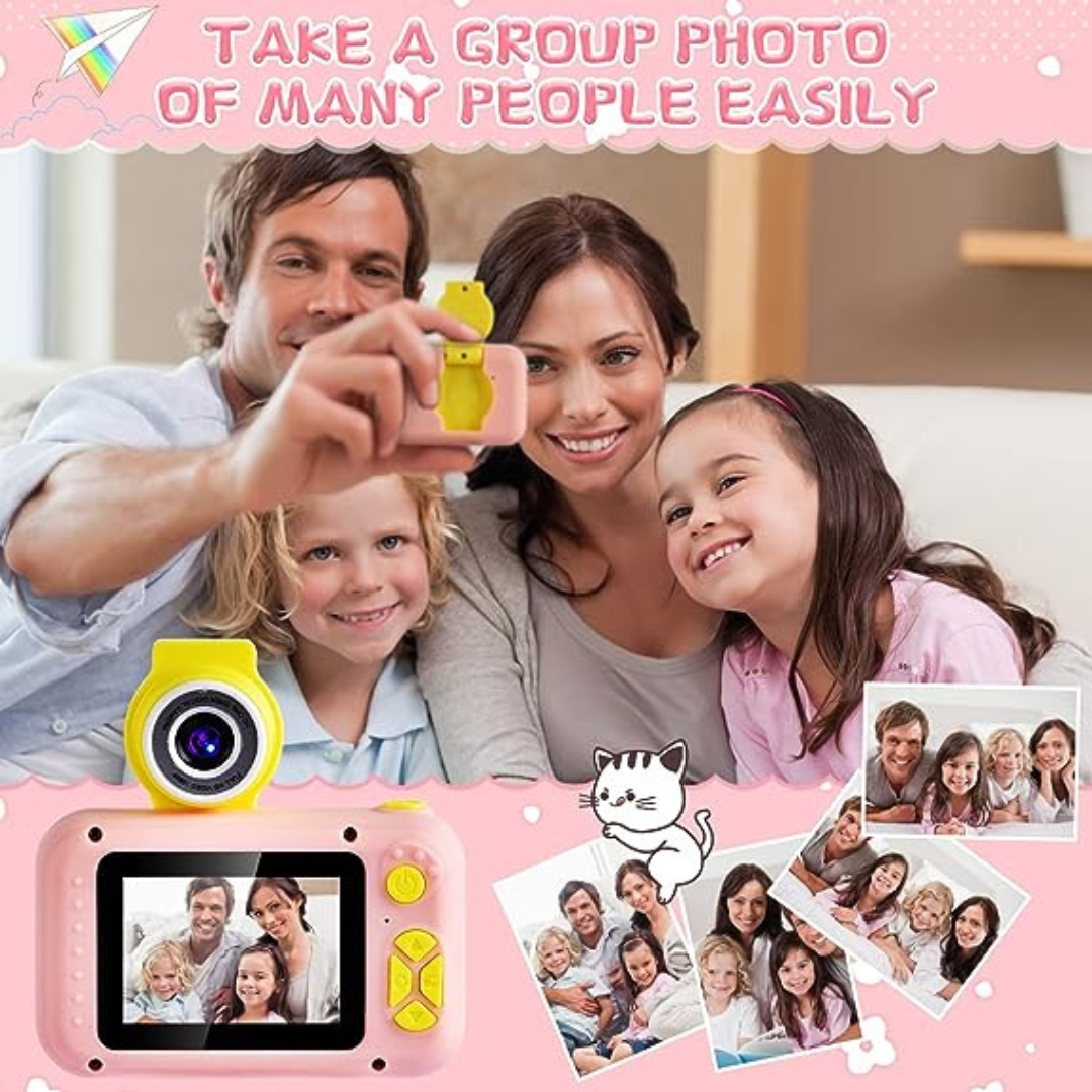 Kids Selfie Camera and HD Digital Video Camera with 32GB SD Card Pink