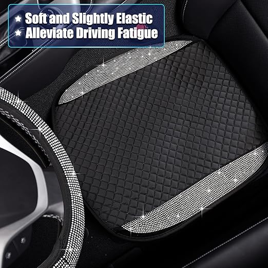 6 piece Bling Leather Car Seat Cover Rhinestone Seat Cushion Set