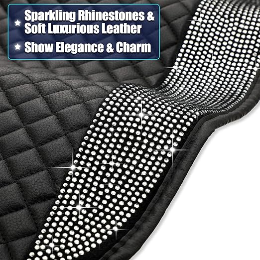 6 piece Bling Leather Car Seat Cover Rhinestone Seat Cushion Set