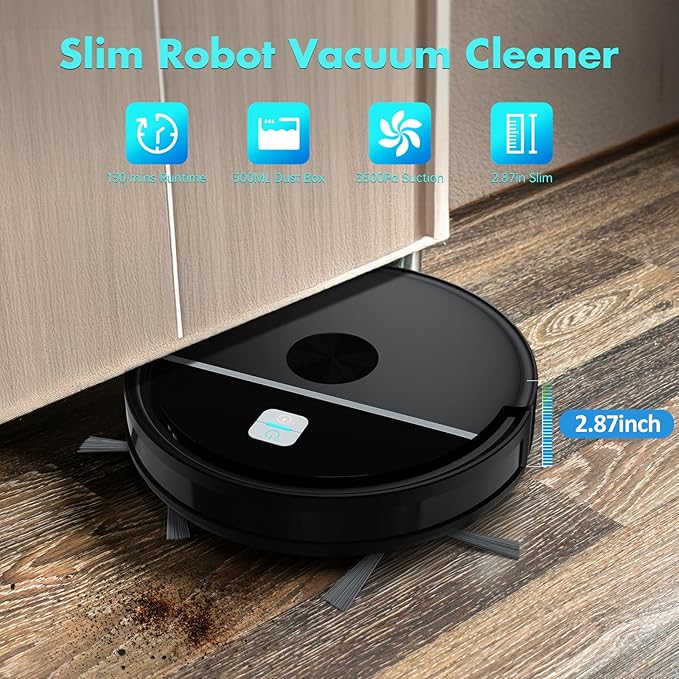 2 in 1 Ecohome Robot Vacuum and Mop Combo 3500Pa Powerful Suction with WiFi and Remote