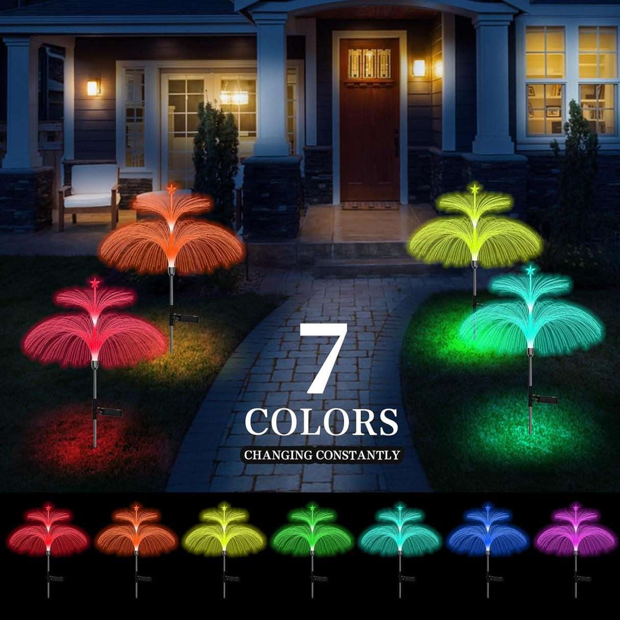 Solar Fiber Optic Double Layer Jellyfish Lights