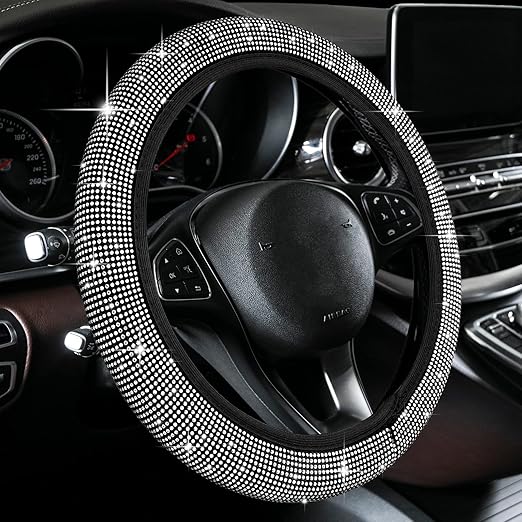 6 piece Bling Leather Car Seat Cover Rhinestone Seat Cushion Set