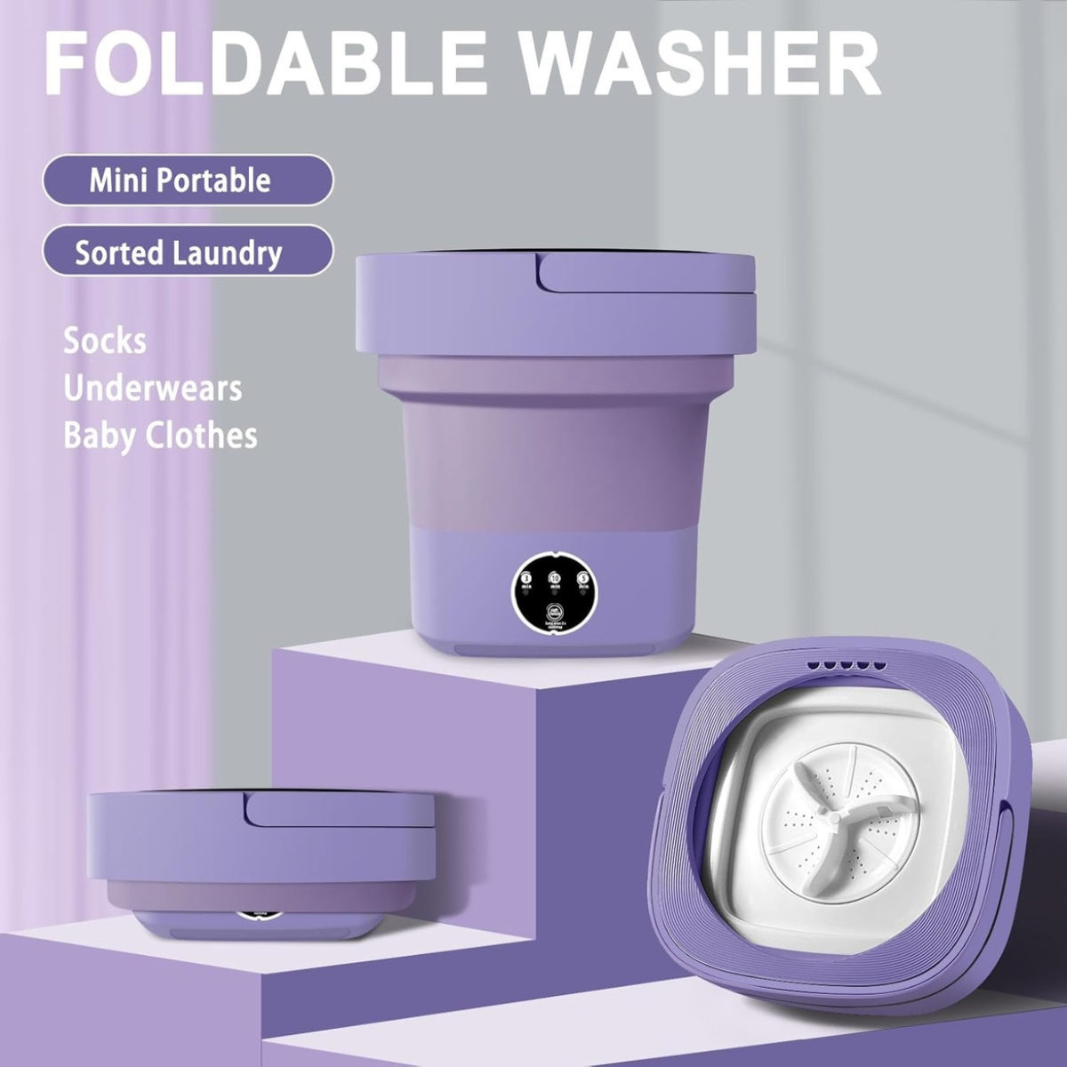 8L Collapsible Mini Foldable Washer and Spin Dryer