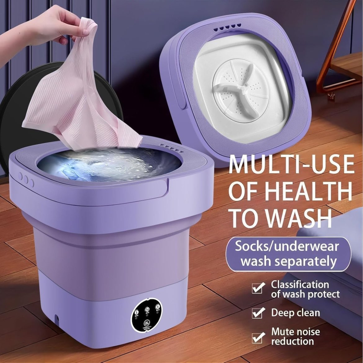 8L Collapsible Mini Foldable Washer and Spin Dryer