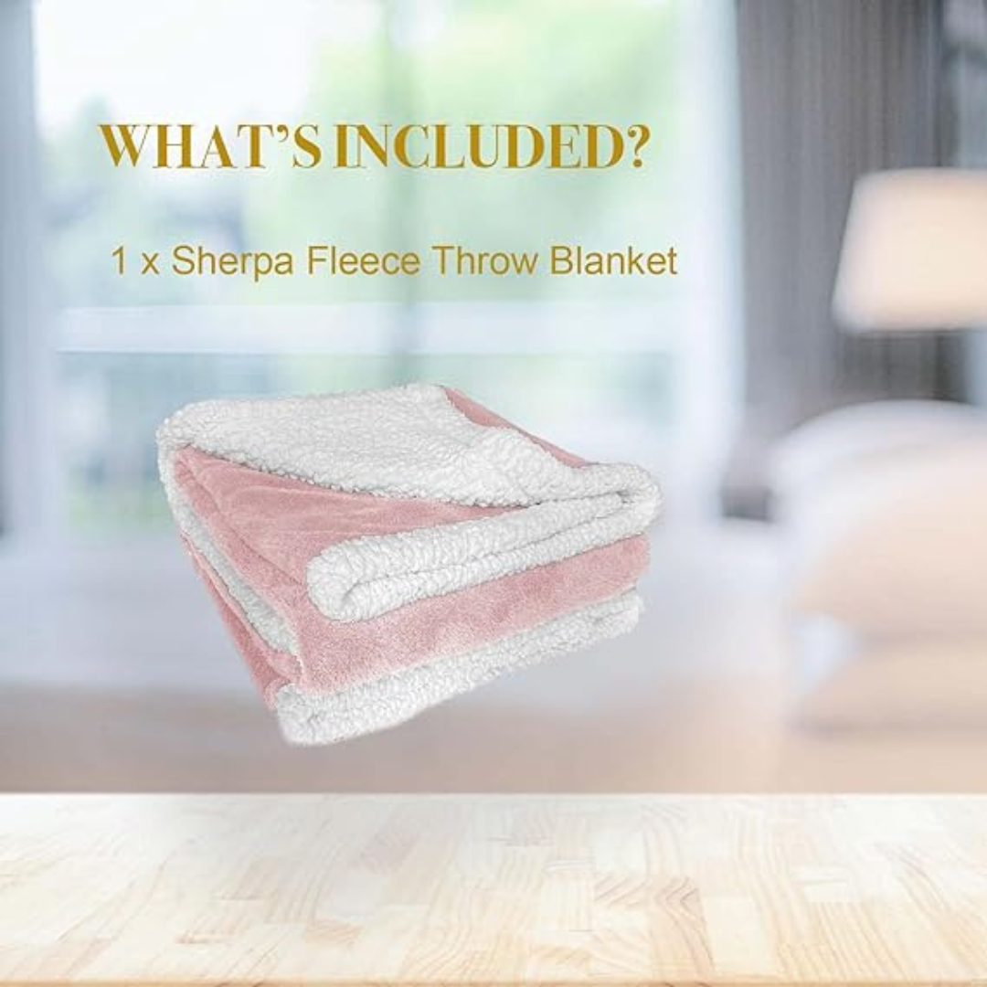 Cozcot Reversible Sherpa Fleece Flannel Throw Blanket