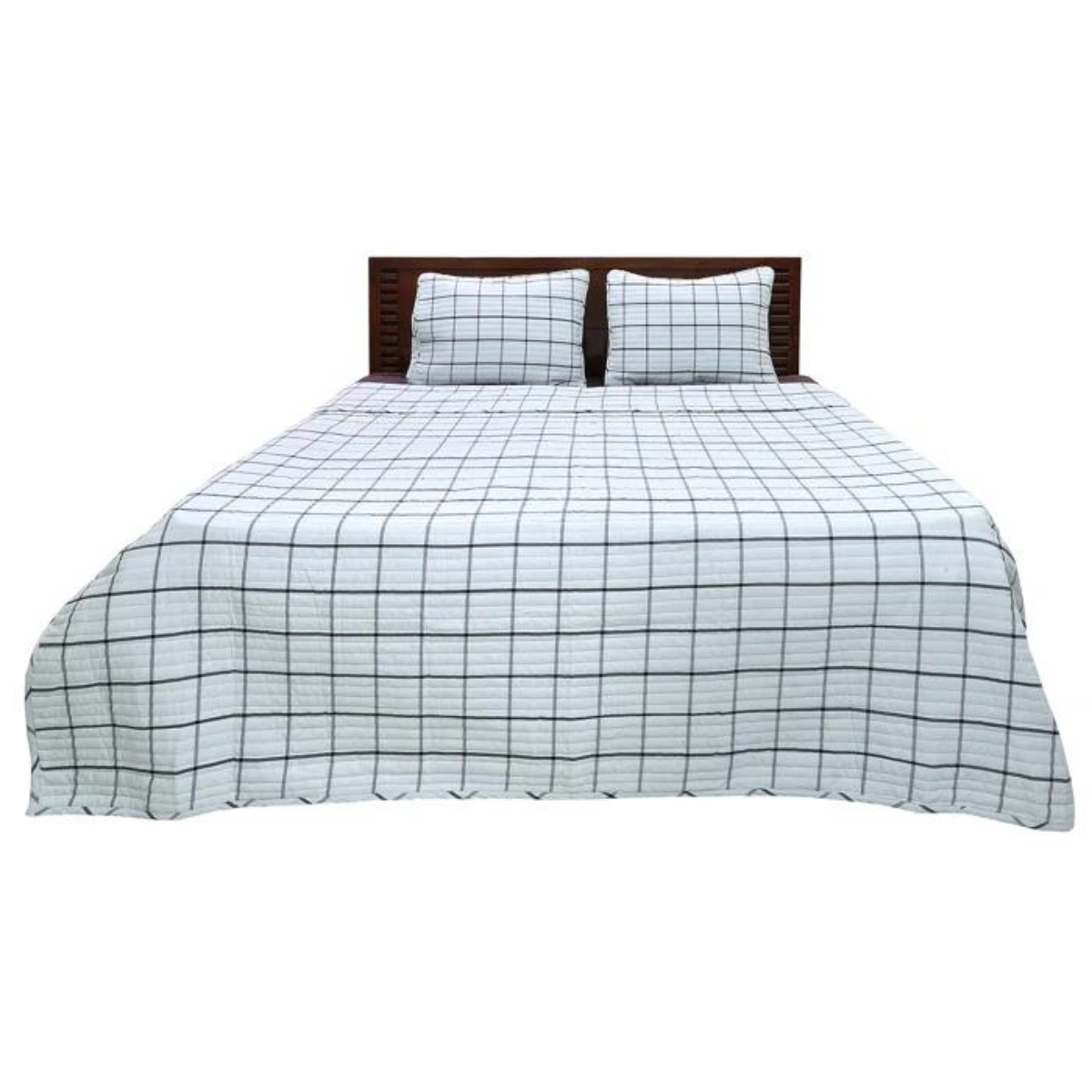 Anwari Cotton Sateen Plaid Coverlet Set