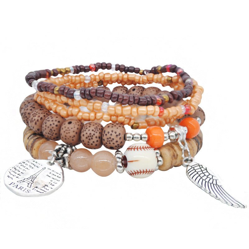 Bohemian Women's Multi Layered Elastic Bead Stackable Bracelet Set
