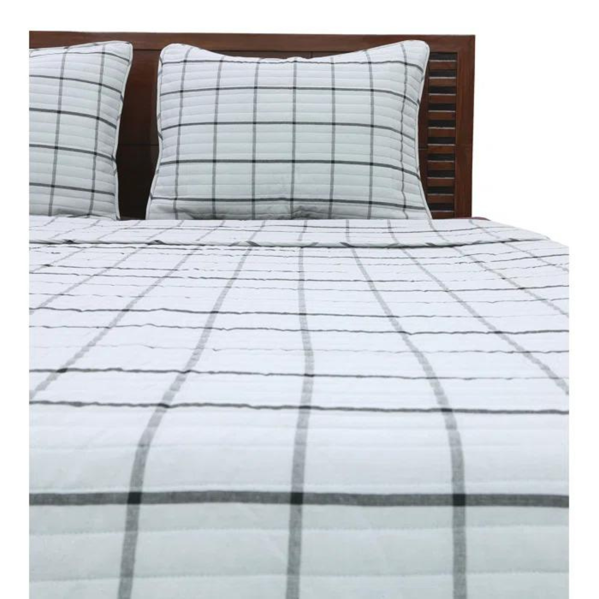 Anwari Cotton Sateen Plaid Coverlet Set