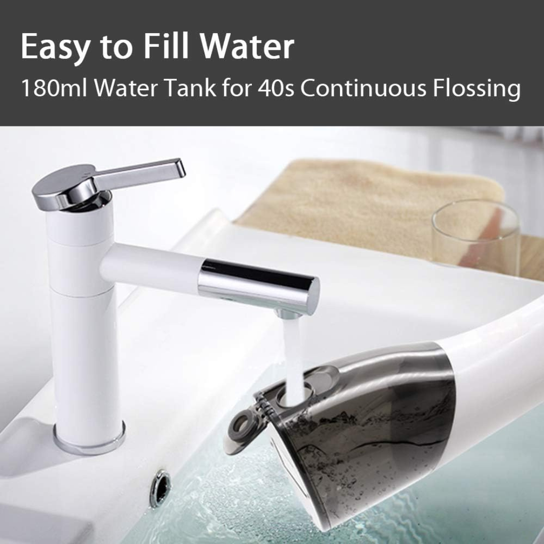 Moulei Portable Dental Water Flosser IPX7 Waterproof 3 Modes and 4 Jet Tips