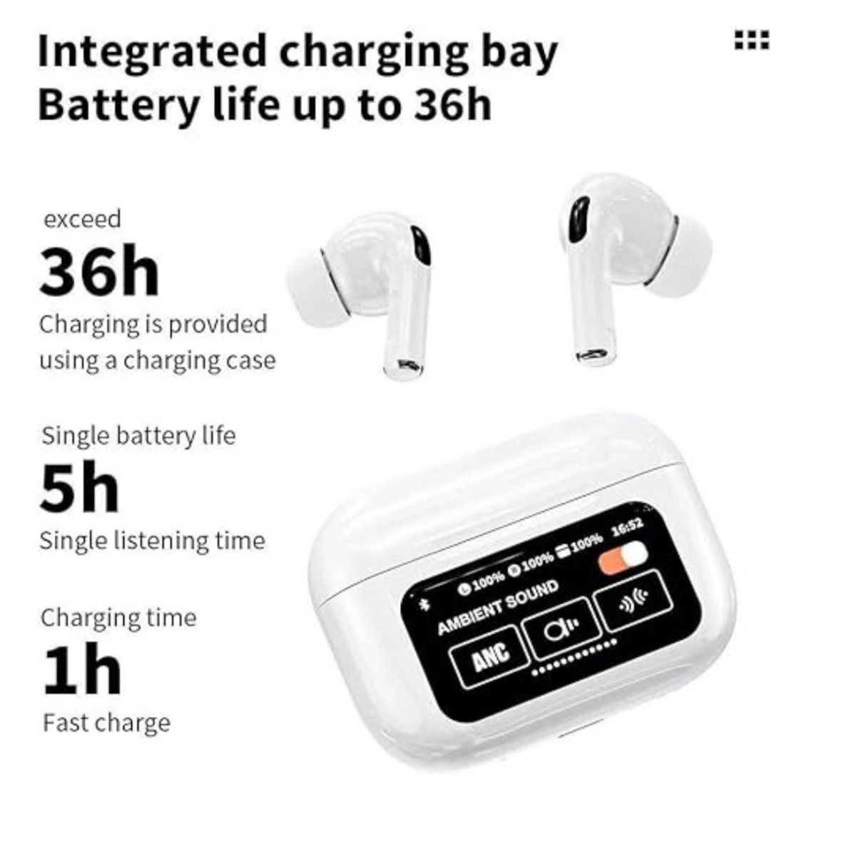 A9 Pro ENC Touch Screen TWS Noise Cancelling Earbuds