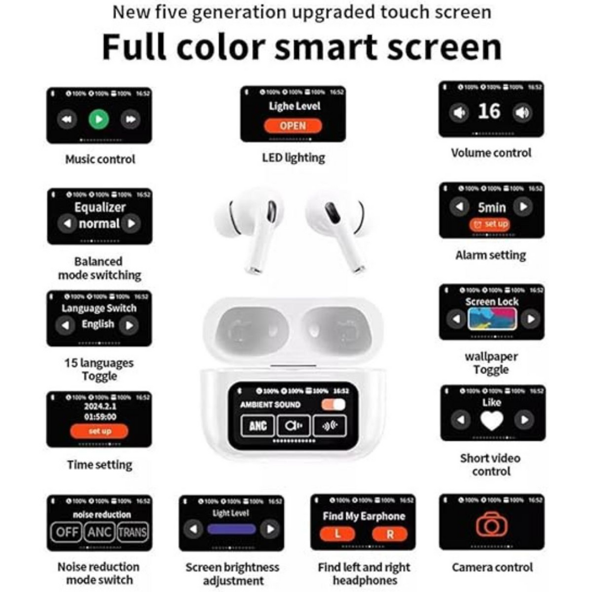 A9 Pro ENC Touch Screen TWS Noise Cancelling Earbuds