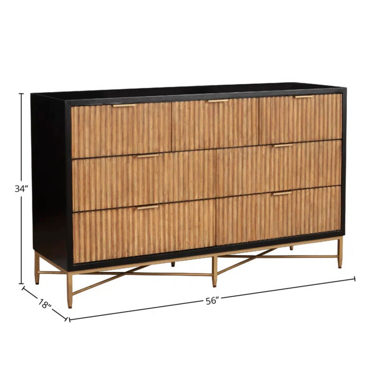 Alpine Larsen 7 Drawer Dresser in Black
