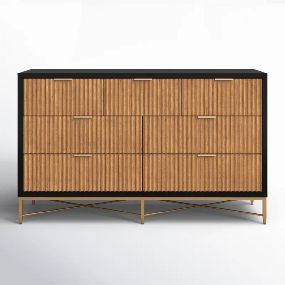 Alpine Larsen 7 Drawer Dresser in Black