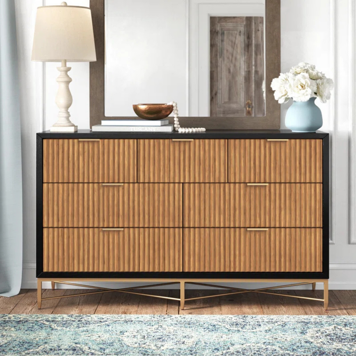 Alpine Larsen 7 Drawer Dresser in Black