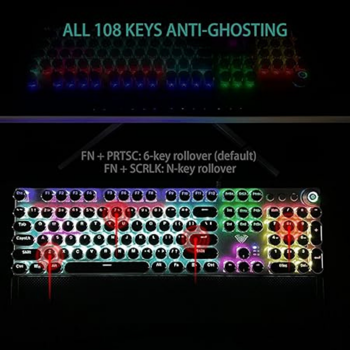 Aula F2088 Typewriter Style Mechanical Gaming Keyboard