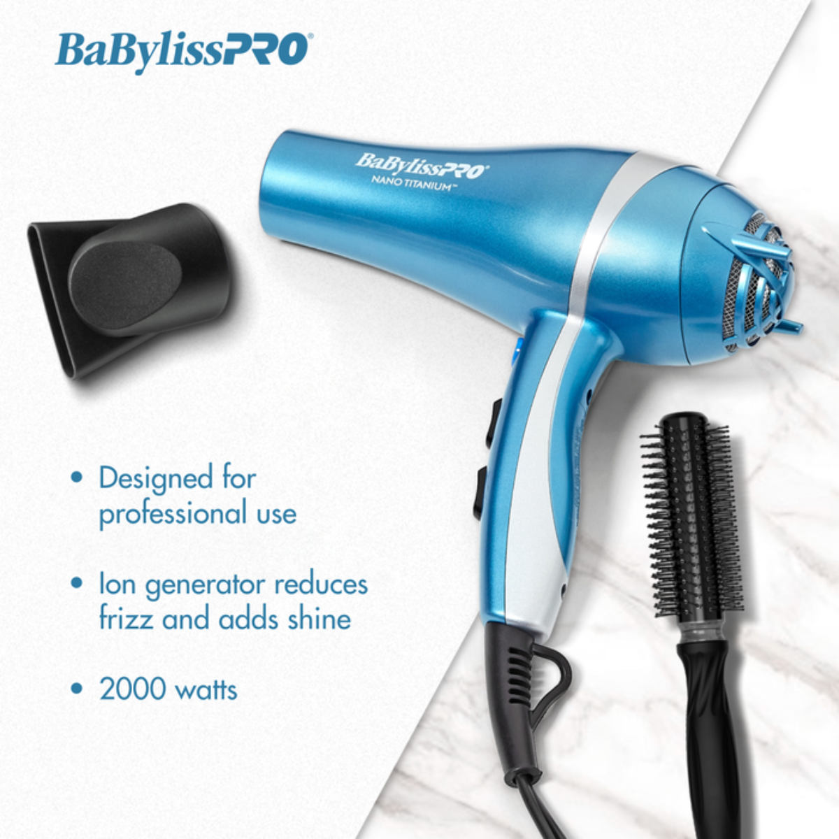 BabylissPRO Nano Titanium Dryer 2000 Watts