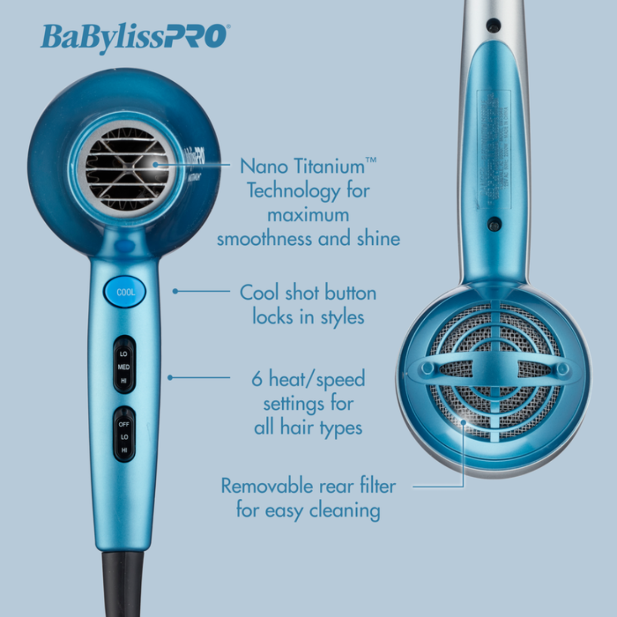 BabylissPRO Nano Titanium Dryer 2000 Watts
