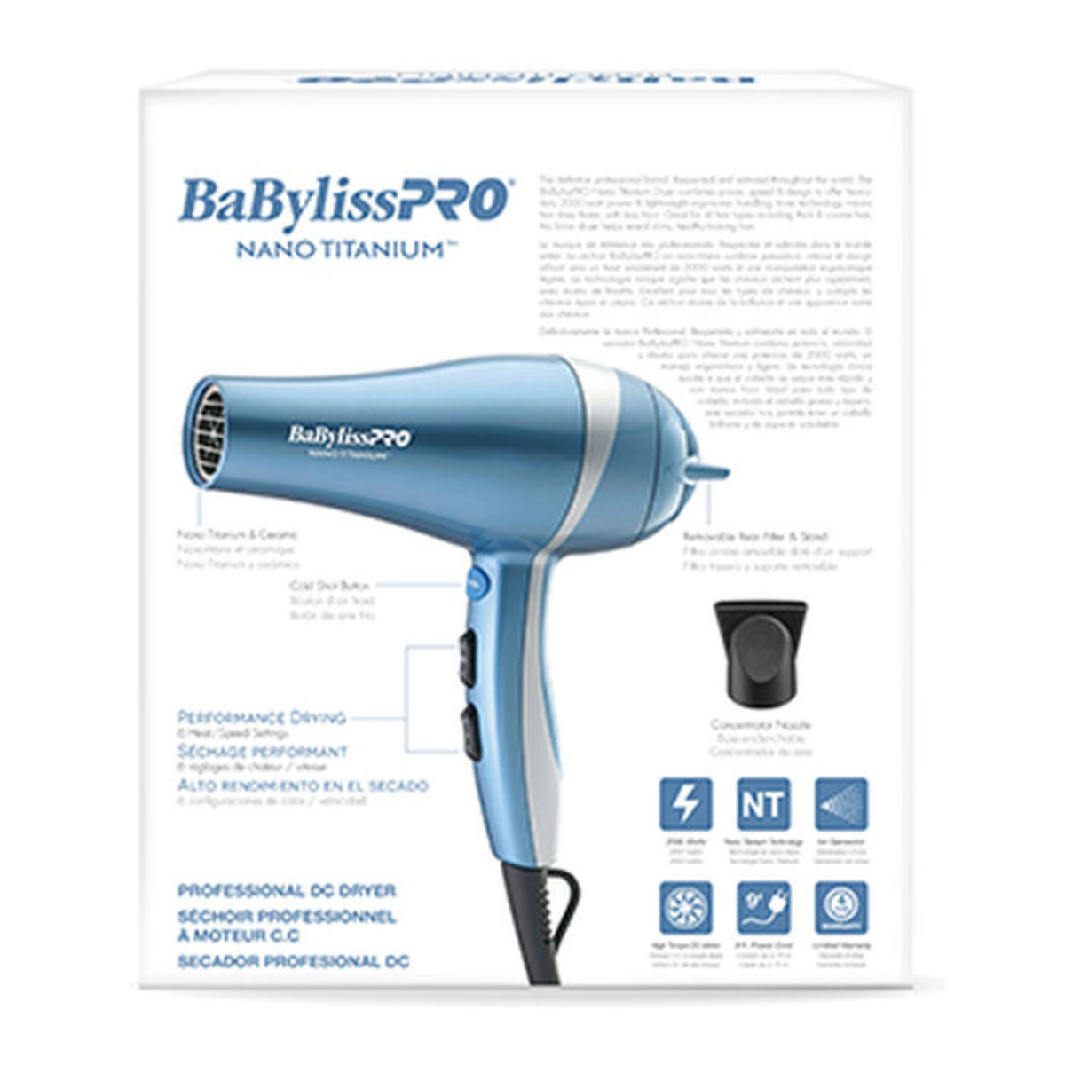 BabylissPRO Nano Titanium Dryer 2000 Watts