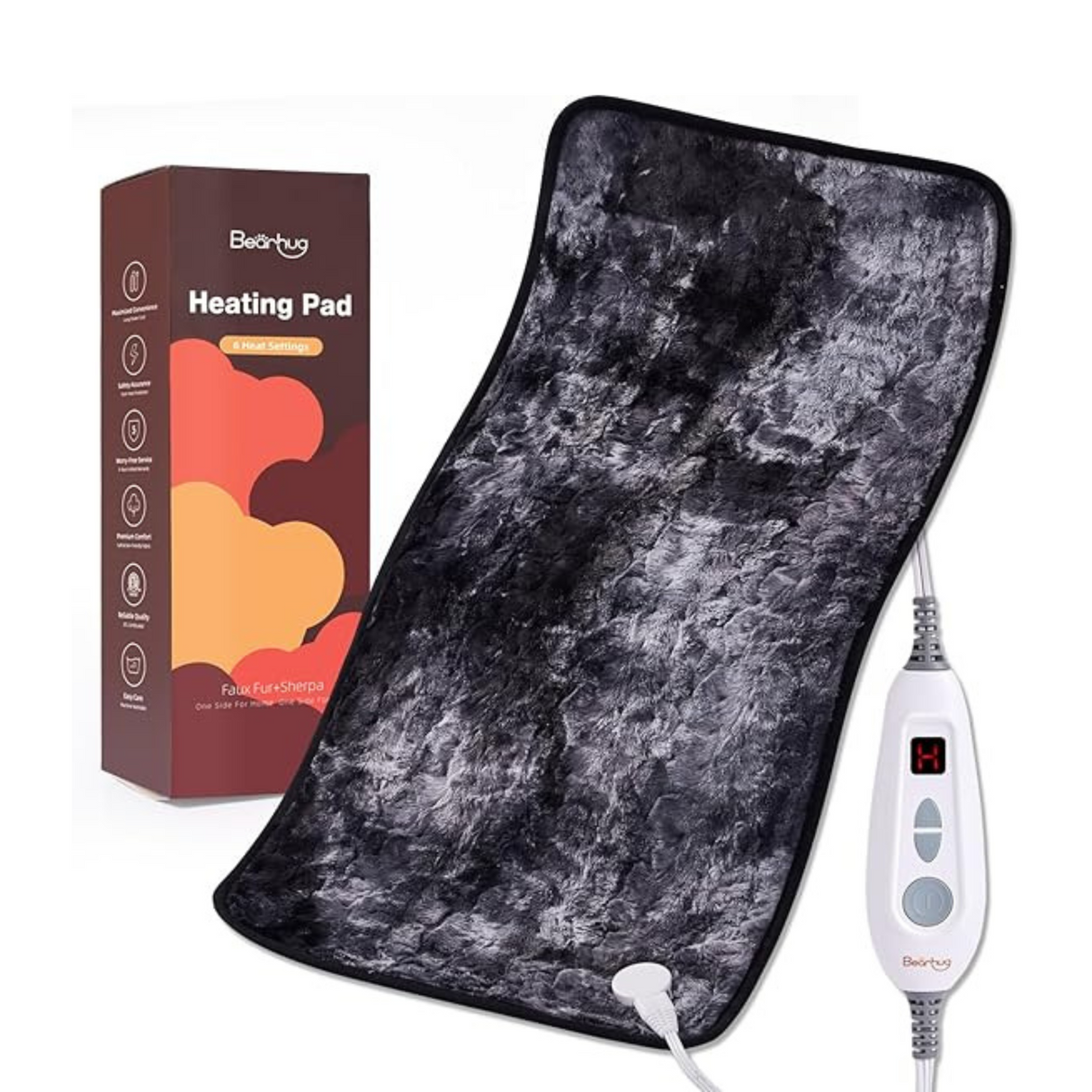 Bearhug Weighted Heating Pad Double-Sided Faux Fur 17x33in