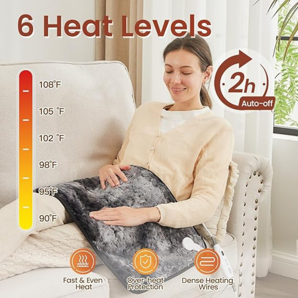 Bearhug Weighted Heating Pad Double-Sided Faux Fur 17x33in