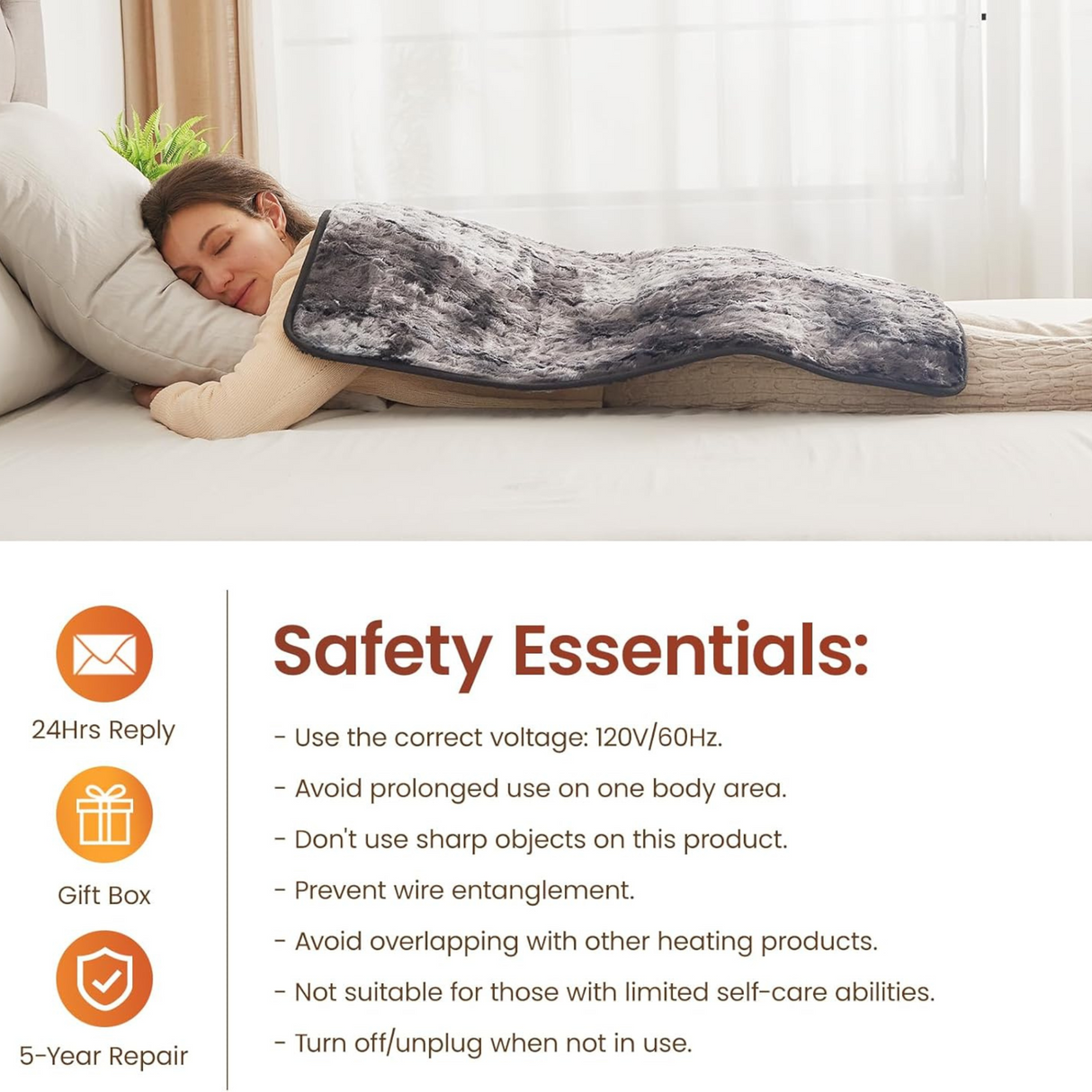 Bearhug Weighted Heating Pad Double-Sided Faux Fur 17x33in