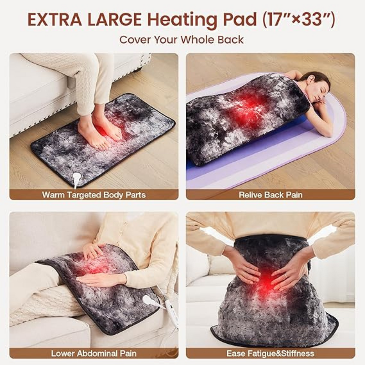 Bearhug Weighted Heating Pad Double-Sided Faux Fur 17x33in