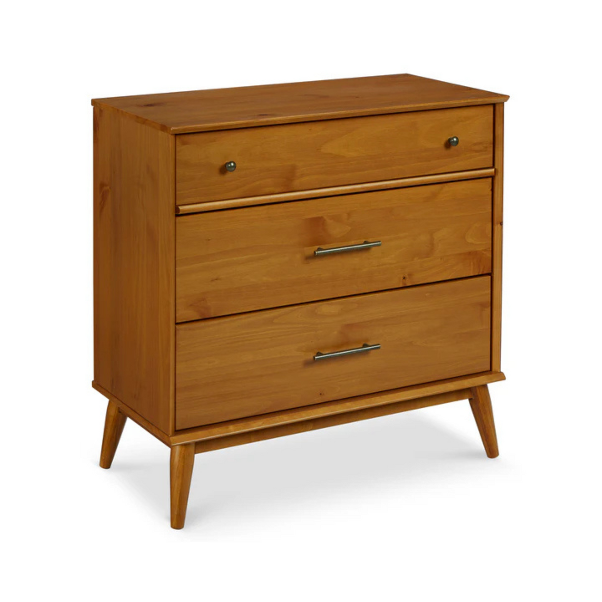 Camaflexi Mid-Century Solid Wood 3 Drawer Dresser Castanho Brown