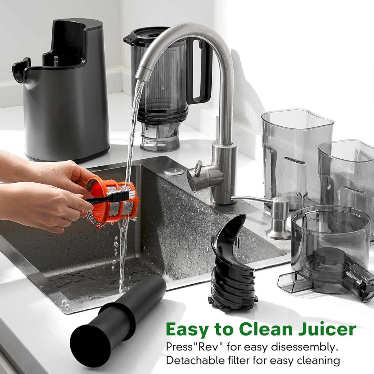 Cold Press Masticating Juicer with 5.4" Wide Feed Chute