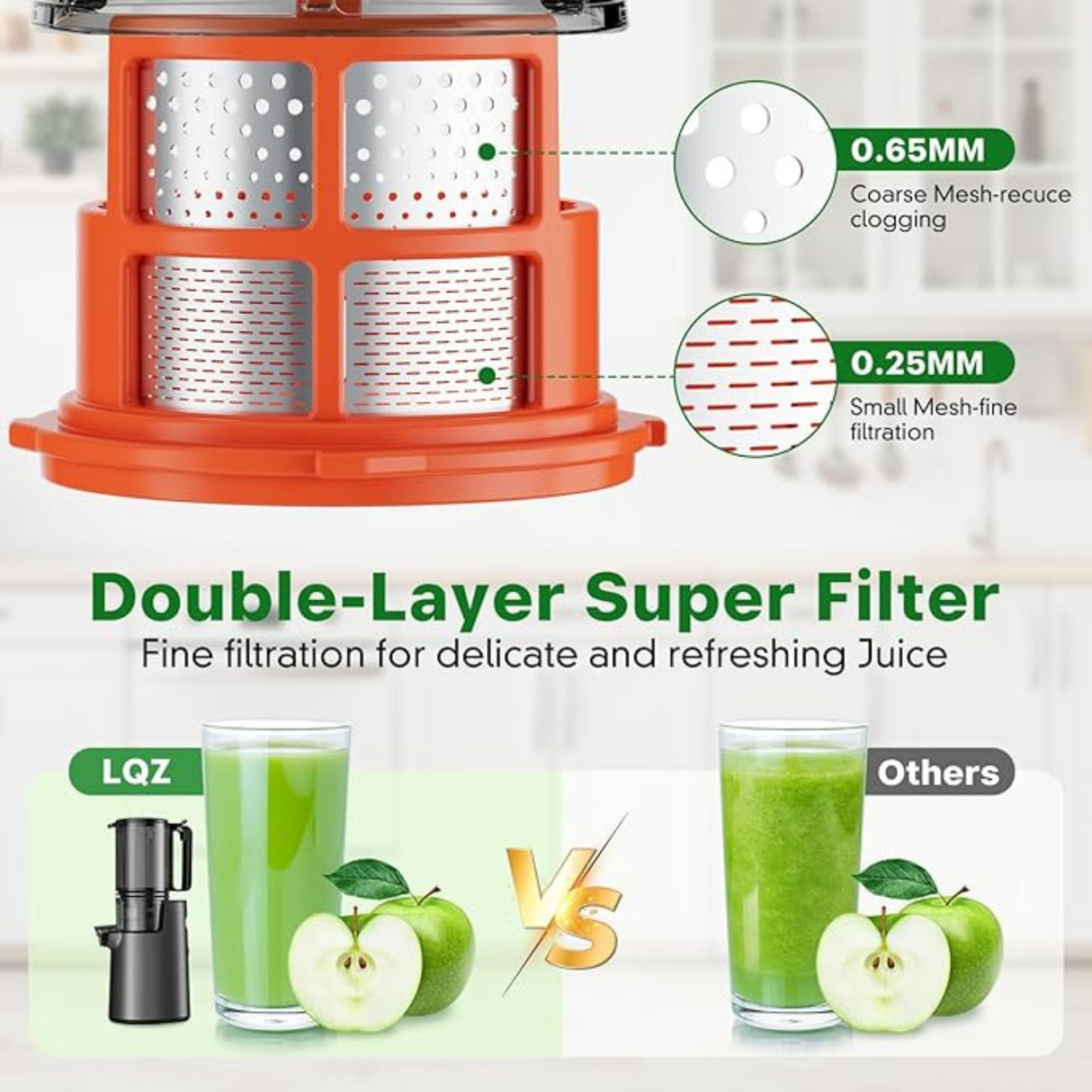Cold Press Masticating Juicer with 5.4" Wide Feed Chute