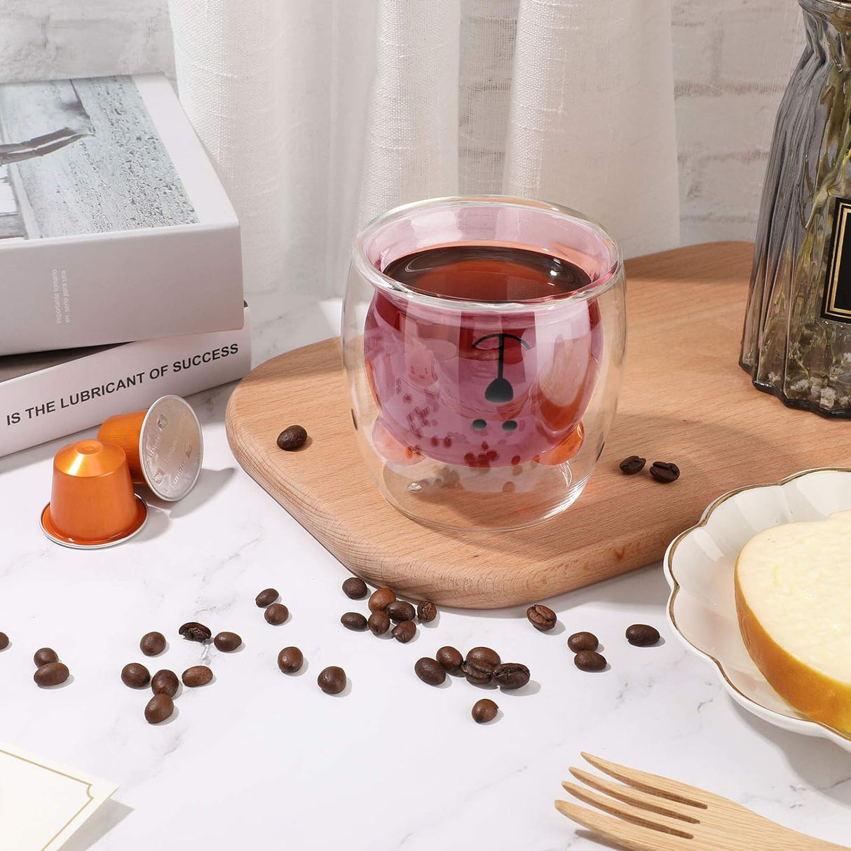 Cute Bear Tea Cup Double Wall Glass