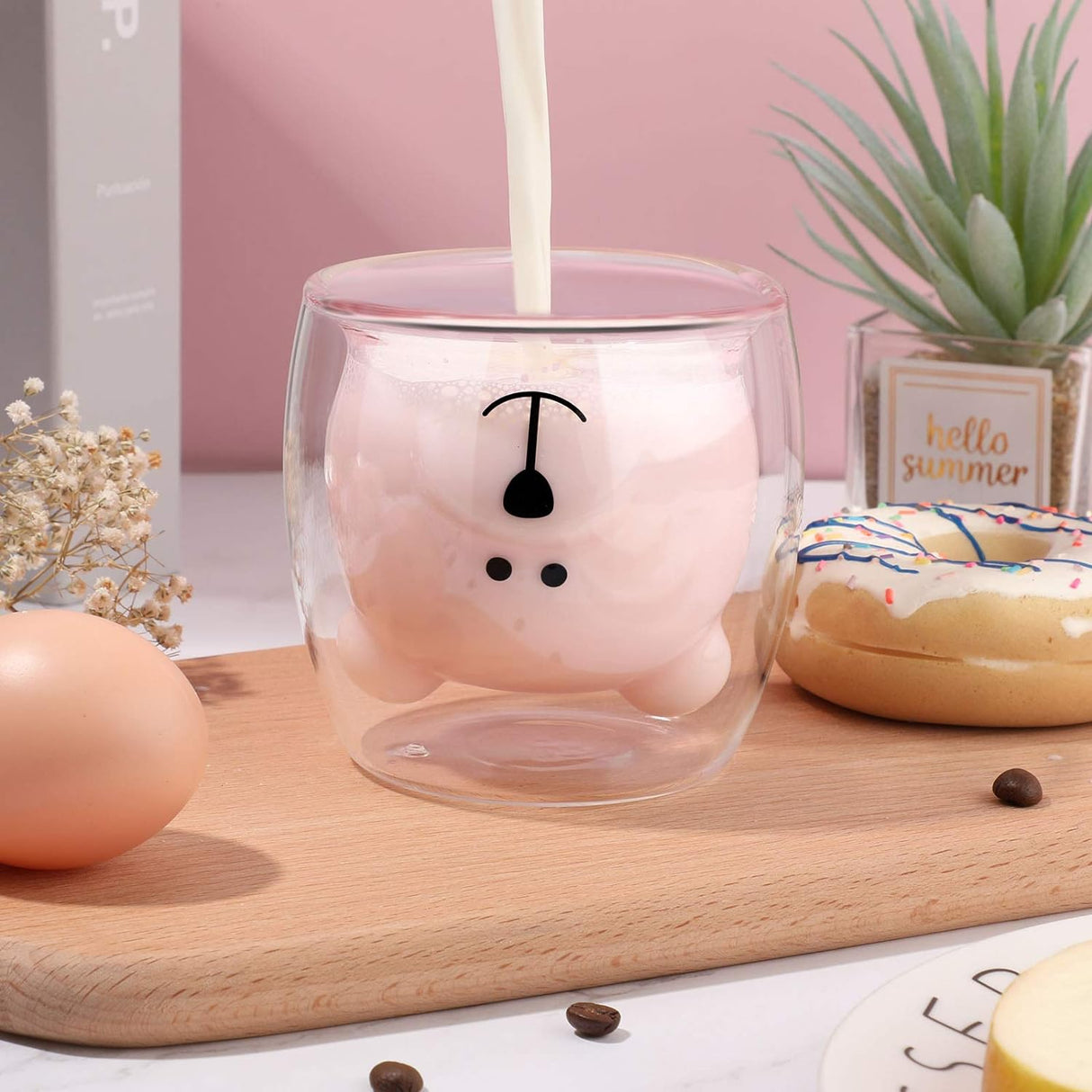 Cute Bear Tea Cup Double Wall Glass