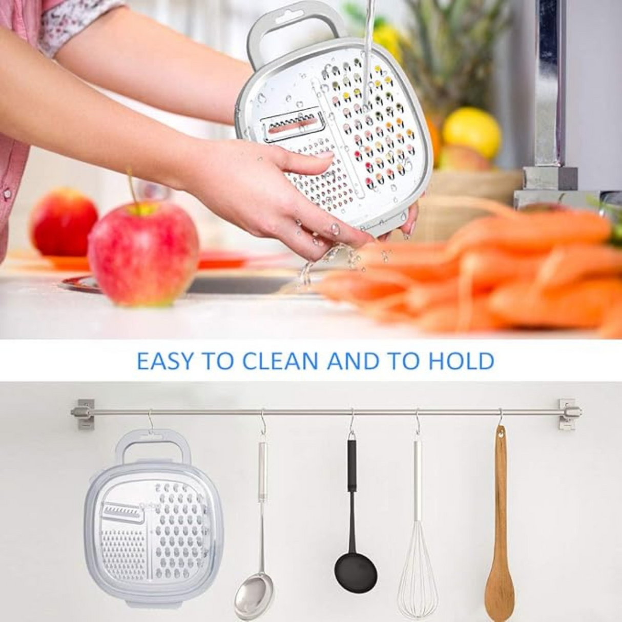 Debo Stainless Steel Cheese Grater with Lid and Detachable Storage Container