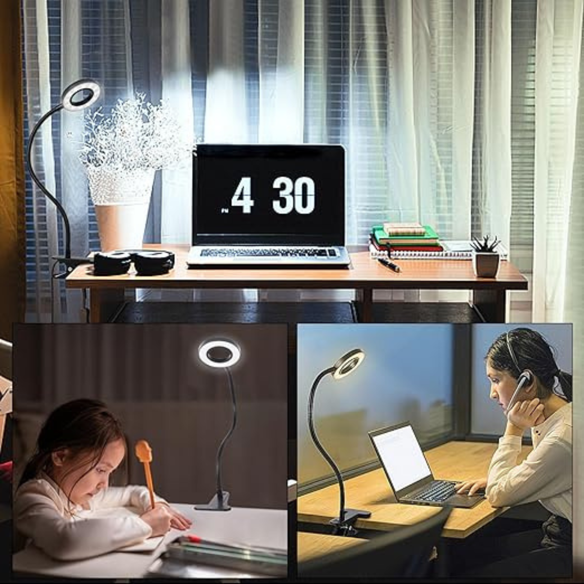 Desk Clip on Lamp with 10 Dimmable Brightness & 3 Light Modes