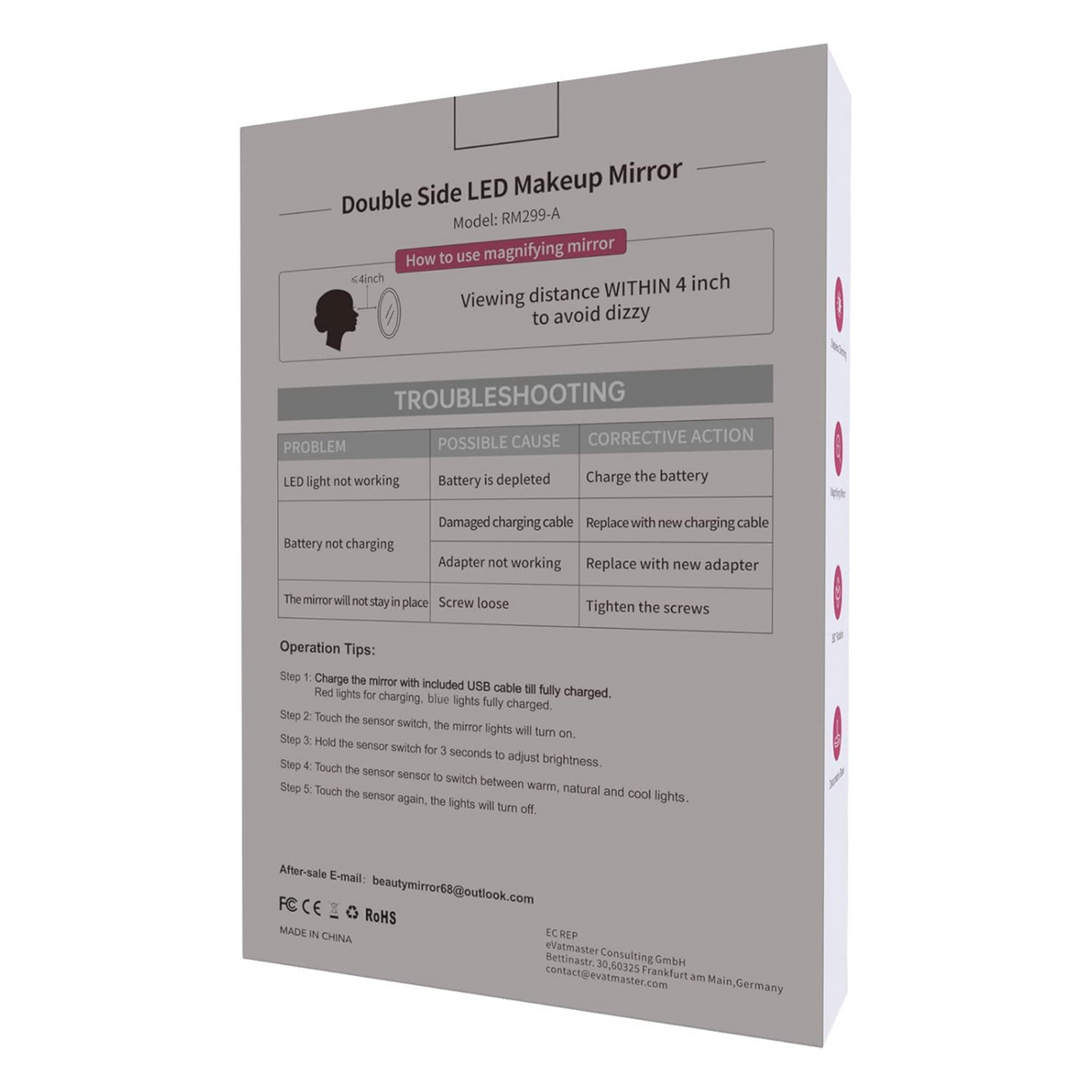 Double Side Rechargeable LED Makeup Mirror