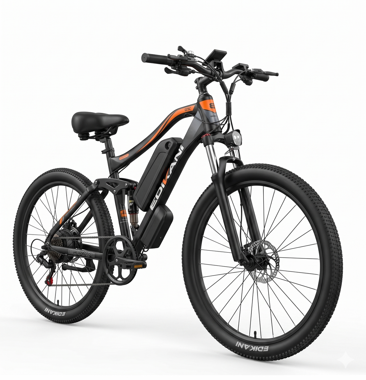 Full view of EDIKANI 29-inch electric mountain bike with front suspension