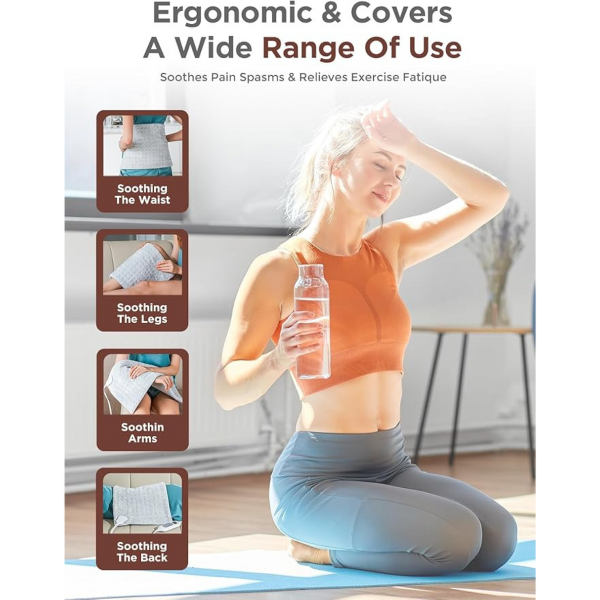 Heating Pad 6 Level Heat Settings and Auto Shut Off (Light Grey 12×24)