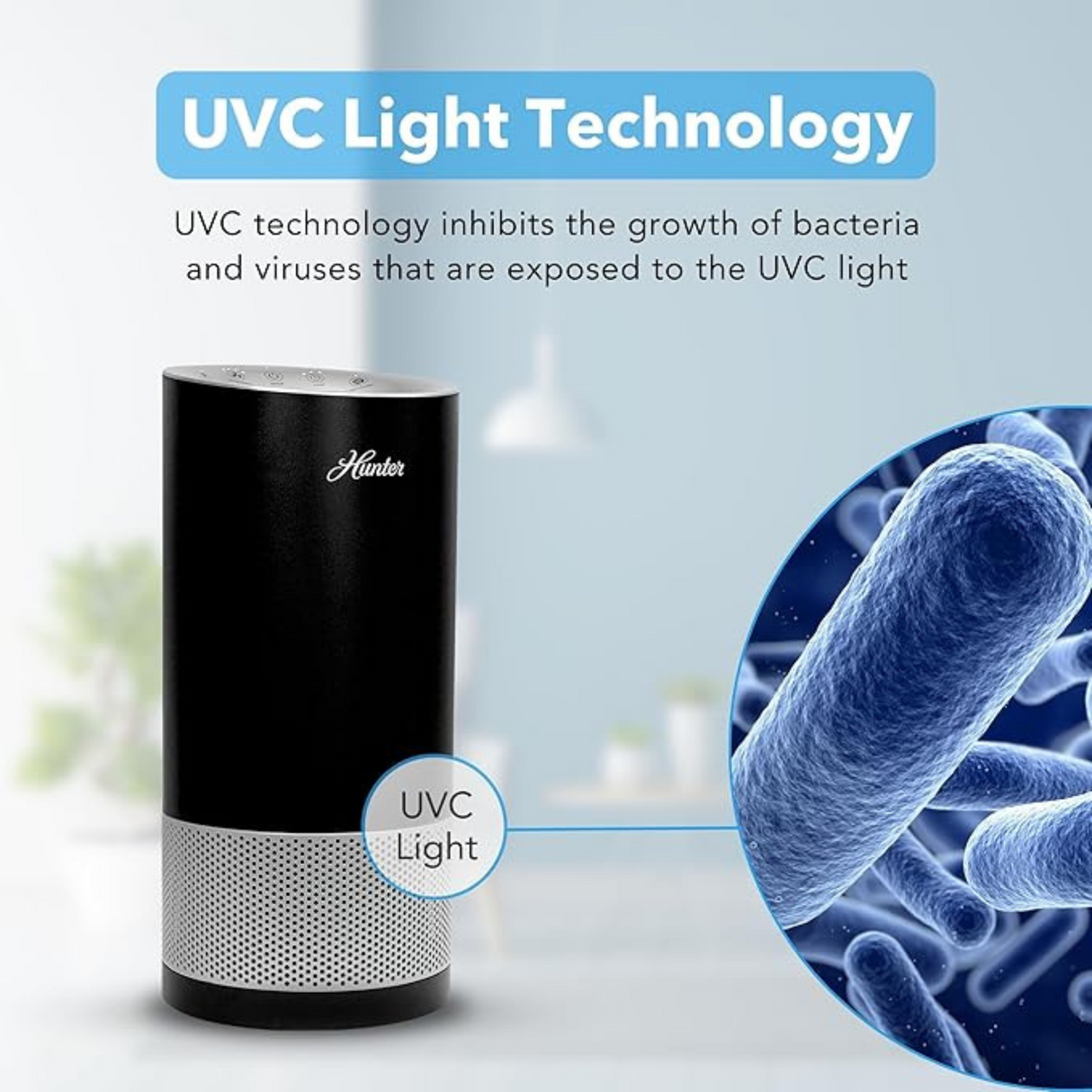 Hunter Fan HP450UV True HEPA UVC Light Technology Air Purifier
