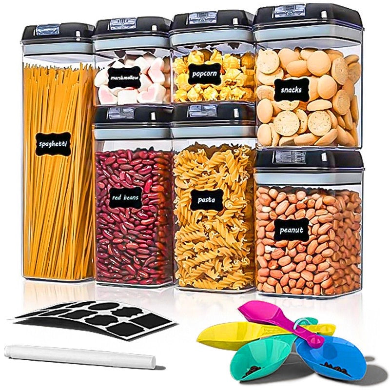 7pc Set Airtight BPA Free Plastic Dry Food Storage Containers With Lids