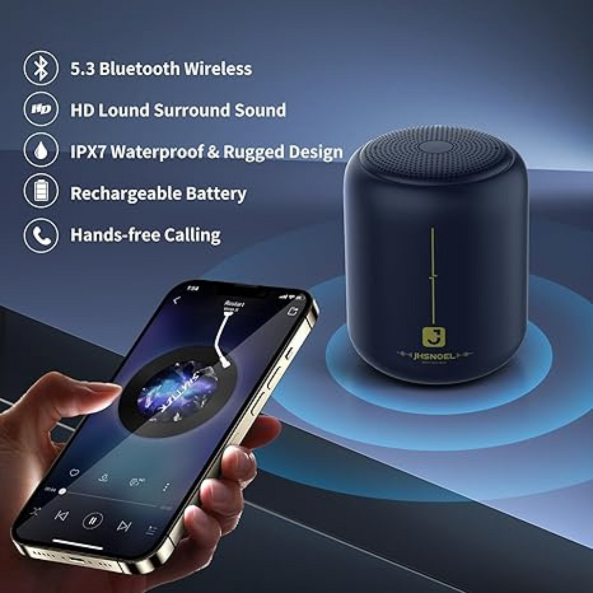 IPX7 Waterproof Wireless Bluetooth Speaker with HD Sound