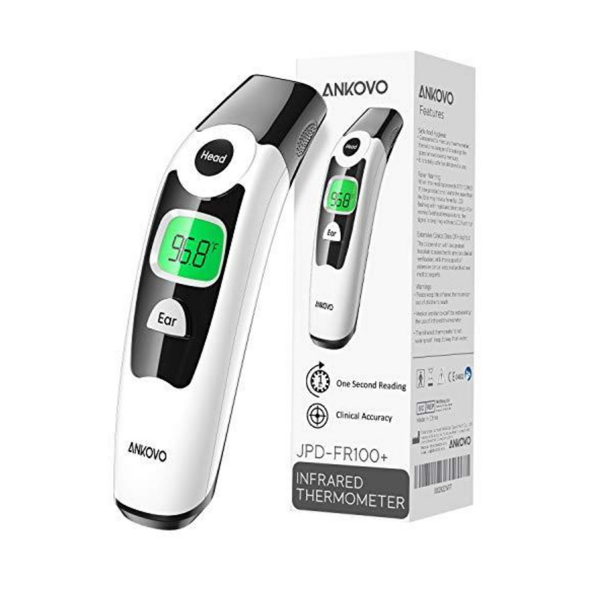 Infrared Thermometer with LCD Screen Memory Recall and Fever Alarm