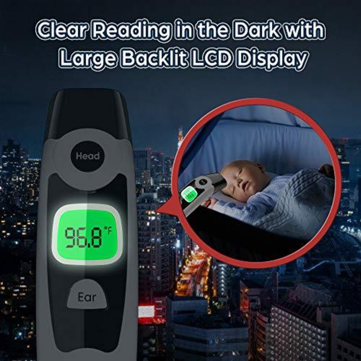 Infrared Thermometer with LCD Screen Memory Recall and Fever Alarm