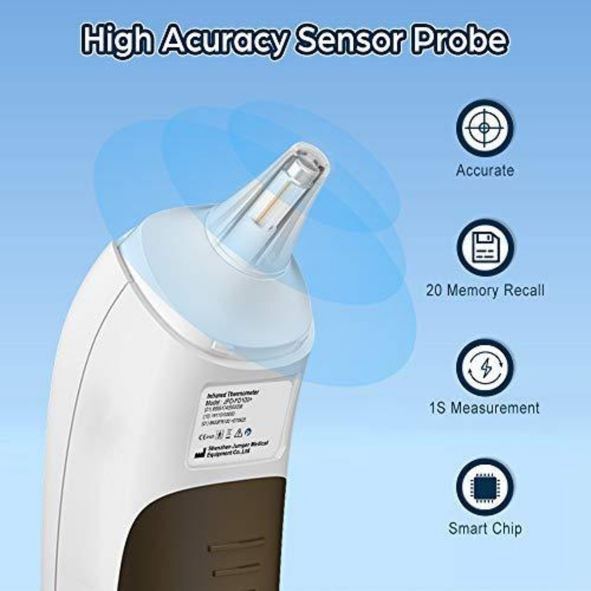 Infrared Thermometer with LCD Screen Memory Recall and Fever Alarm