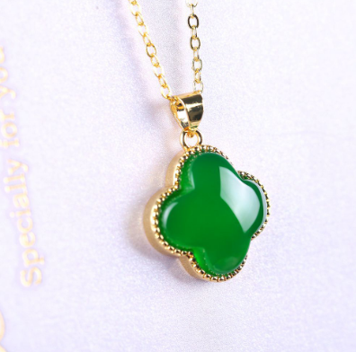 Pendant 925 Plated Necklace Featured with Four-Leaf Clover