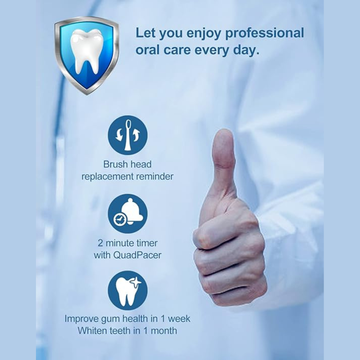 KareNow Sonic Electric Toothbrush Rechargeable with 8 Replacement Brush Heads