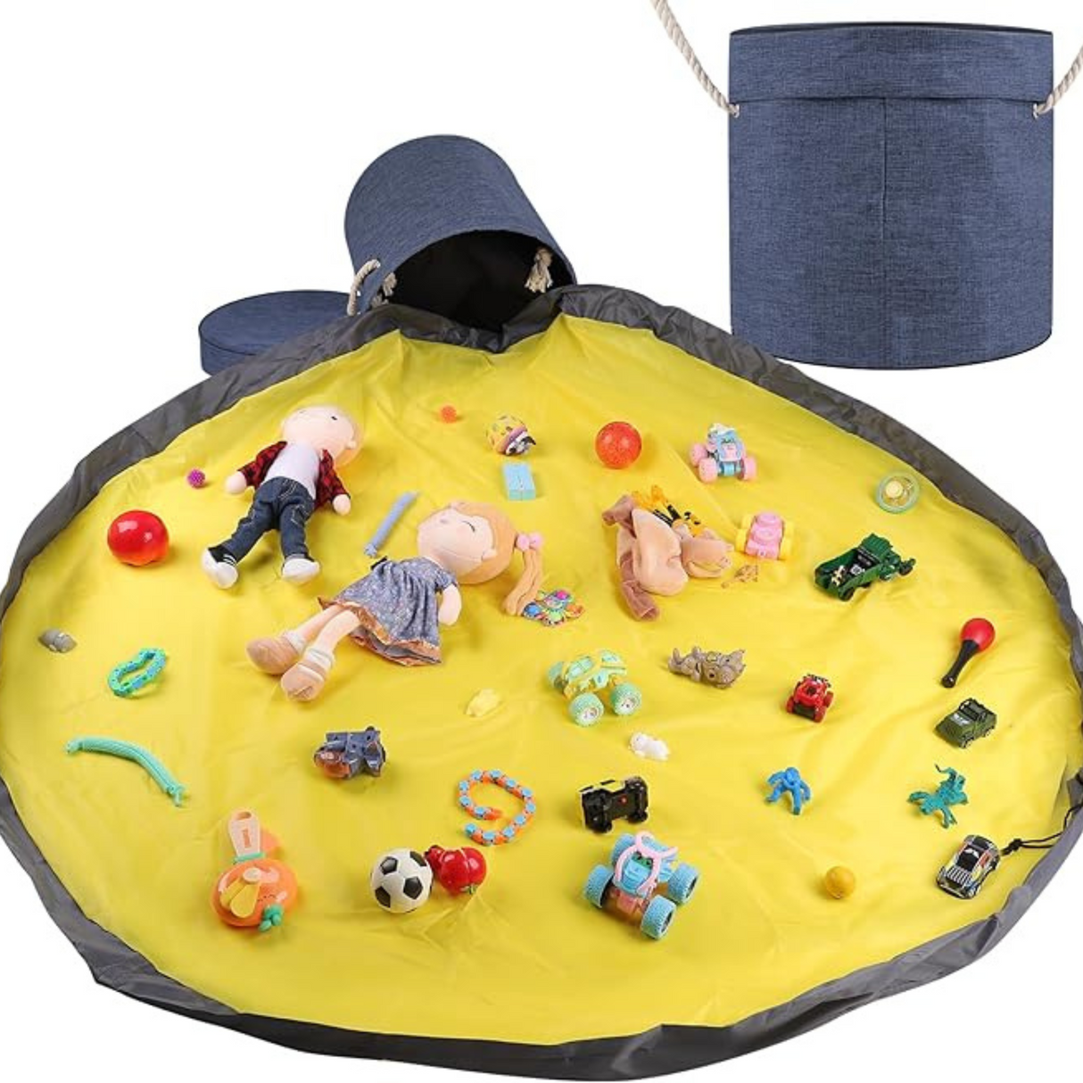 Large Toy Storage Basket and Play Mat for Kids