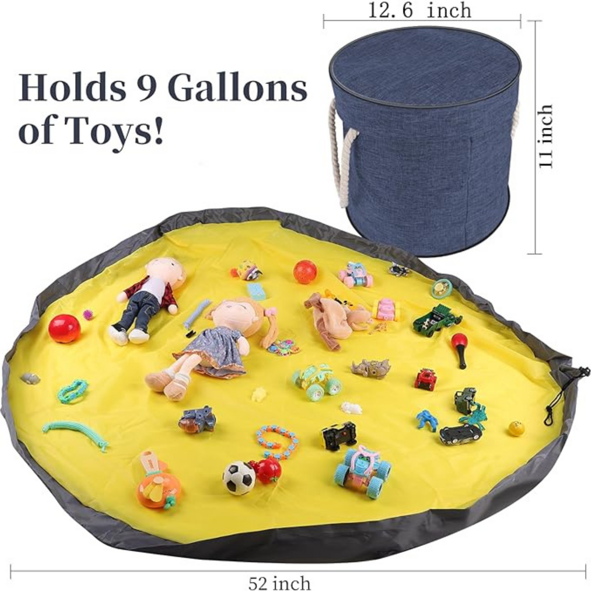 Large Toy Storage Basket and Play Mat for Kids