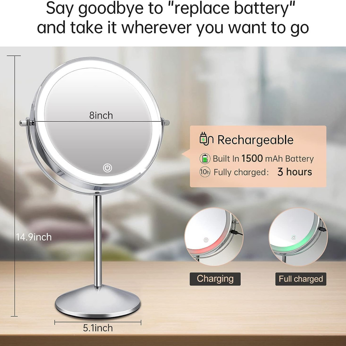 Double Side Rechargeable LED Makeup Mirror