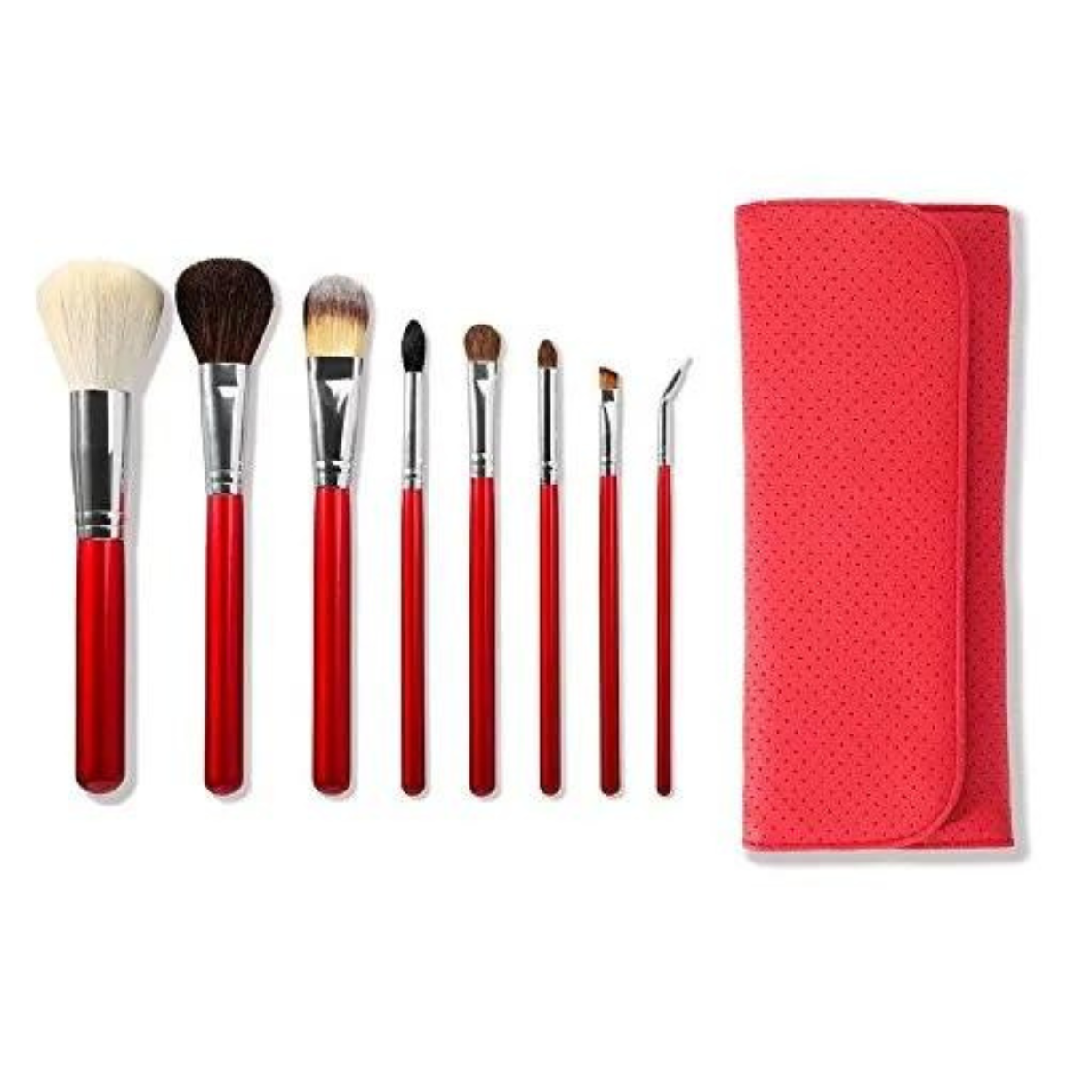 8 piece Candy Apple Red Makeup Brush Set